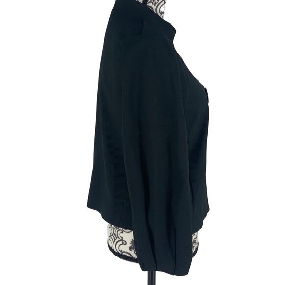 Pink Tartan 3 large button black blazer Size 2 Collarless - Picture 2 of 8